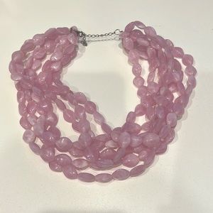 Pink Beaded necklace; 7 strands